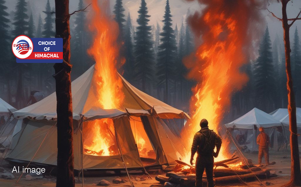 ऊना : डेरा बाबा बड़भाग सिंह मैड़ी होली मेला के टेंट में भड़की आग