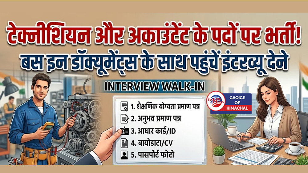 बड़ा मौका : हमीरपुर में ITI पास और ग्रेजुएट्स के लिए सीधी भर्ती, 20 हजार तक सैलरी
