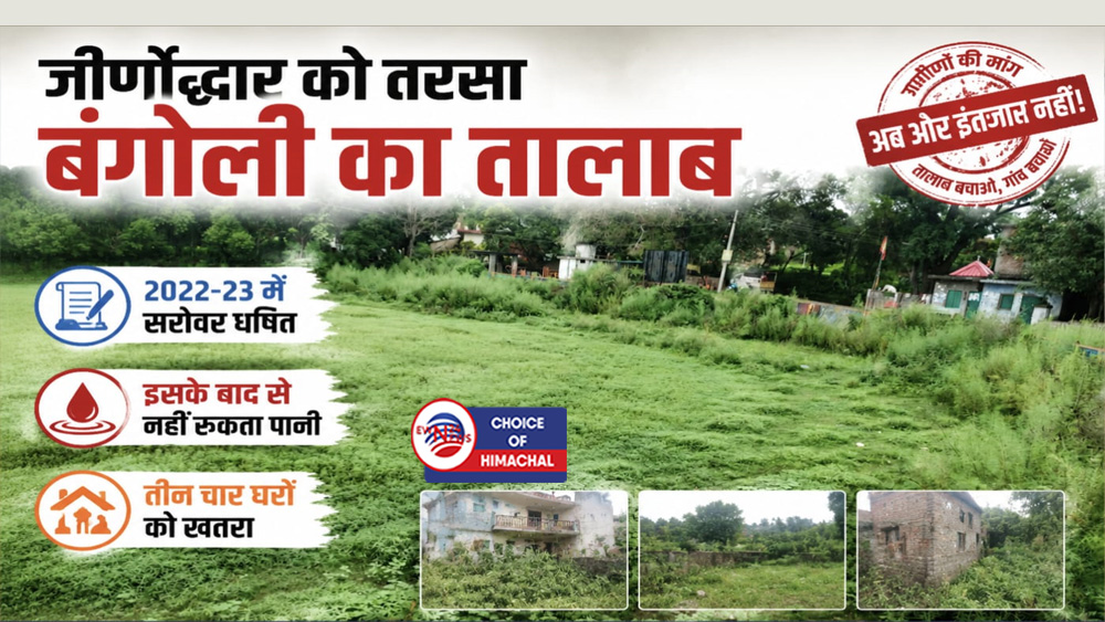 देहरा : बंगोली पंचायत में प्राचीन तालाब बदहाल, आसपास के घरों पर भी मंडराया खतरा