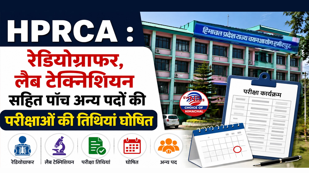HPRCA : रेडियोग्राफर, लैब टैक्निशियन सहित पांच अन्य पदों की परीक्षाओं की तिथियां घोषित