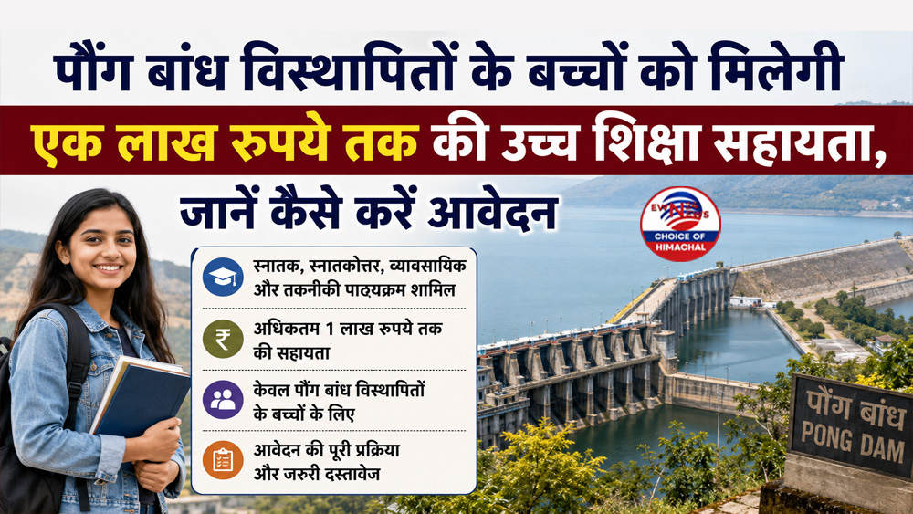 पौंग बांध विस्थापितों के बच्चों को मिलेगी एक लाख रुपये तक की उच्च शिक्षा सहायता, जानें कैसे करें आवेदन